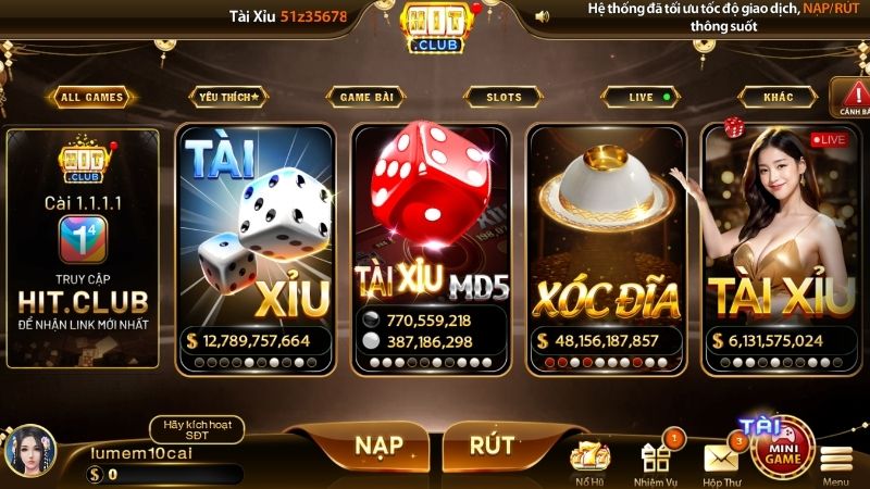 Trải nghiệm kho game “hot” tại Hitclub