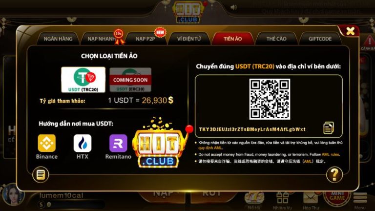 Cách Nạp Tiền Hitclub Qua Ngân Hàng Bảo Mật Cao