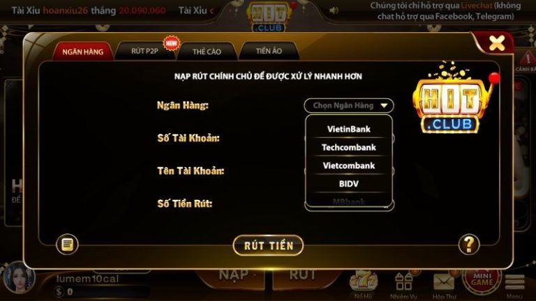 Hướng Dẫn Rút Tiền Hitclub Chi Tiết Theo Từng Phương Thức